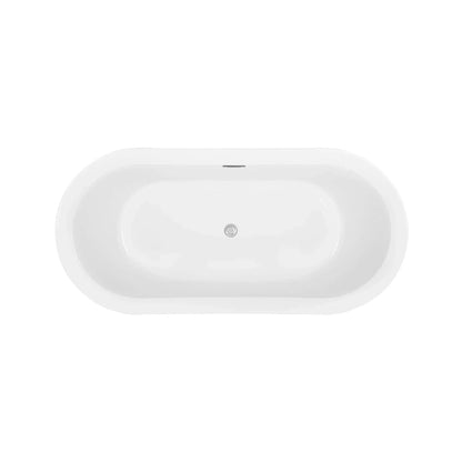 Empava 59" Glossy White Freestanding Oval Soaking Bathtub With Center Drain