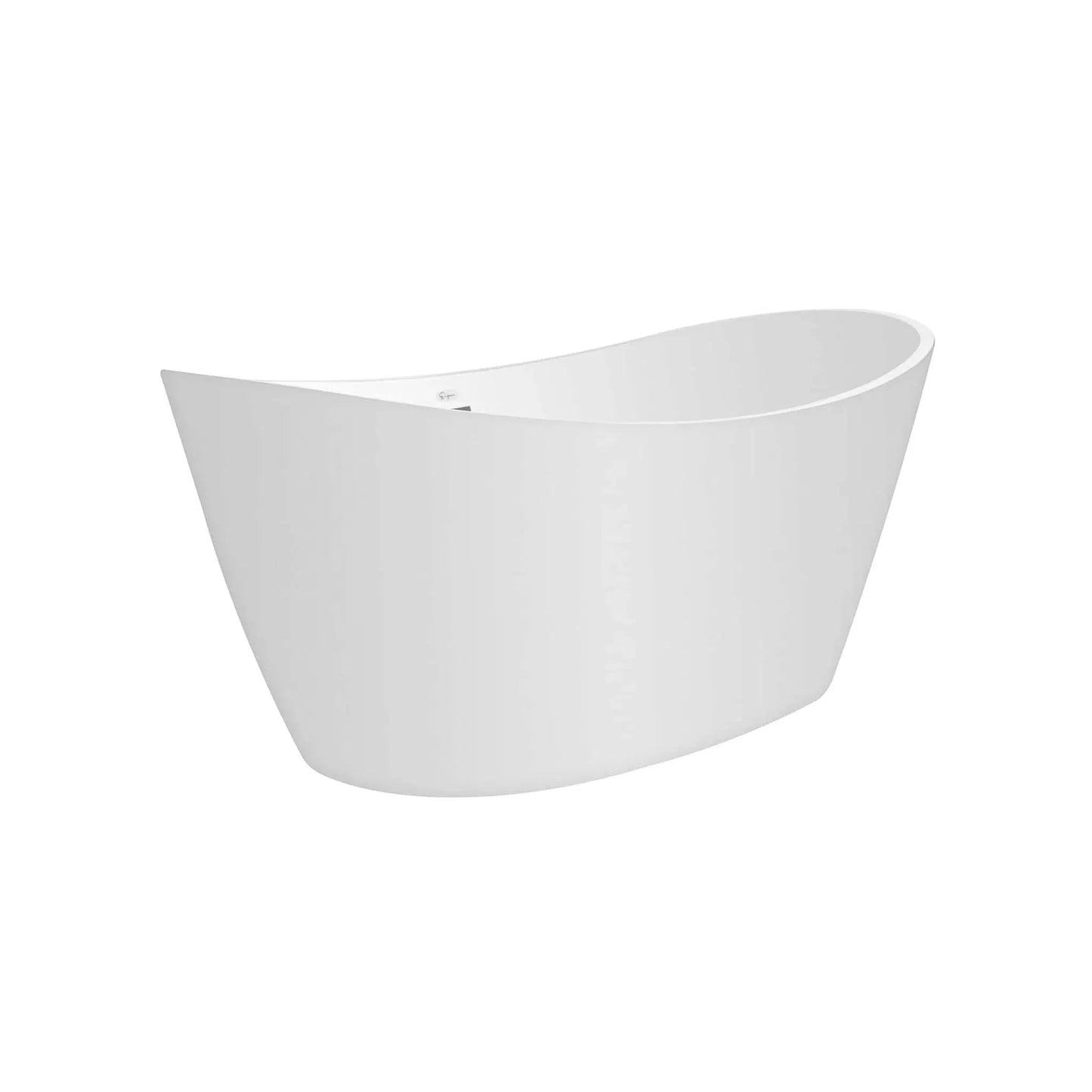 Empava 59" Glossy White Freestanding Oval Soaking Bathtub With Center Drain