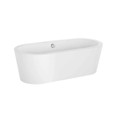 Empava 59" Glossy White Freestanding Oval Soaking Bathtub With Center Drain