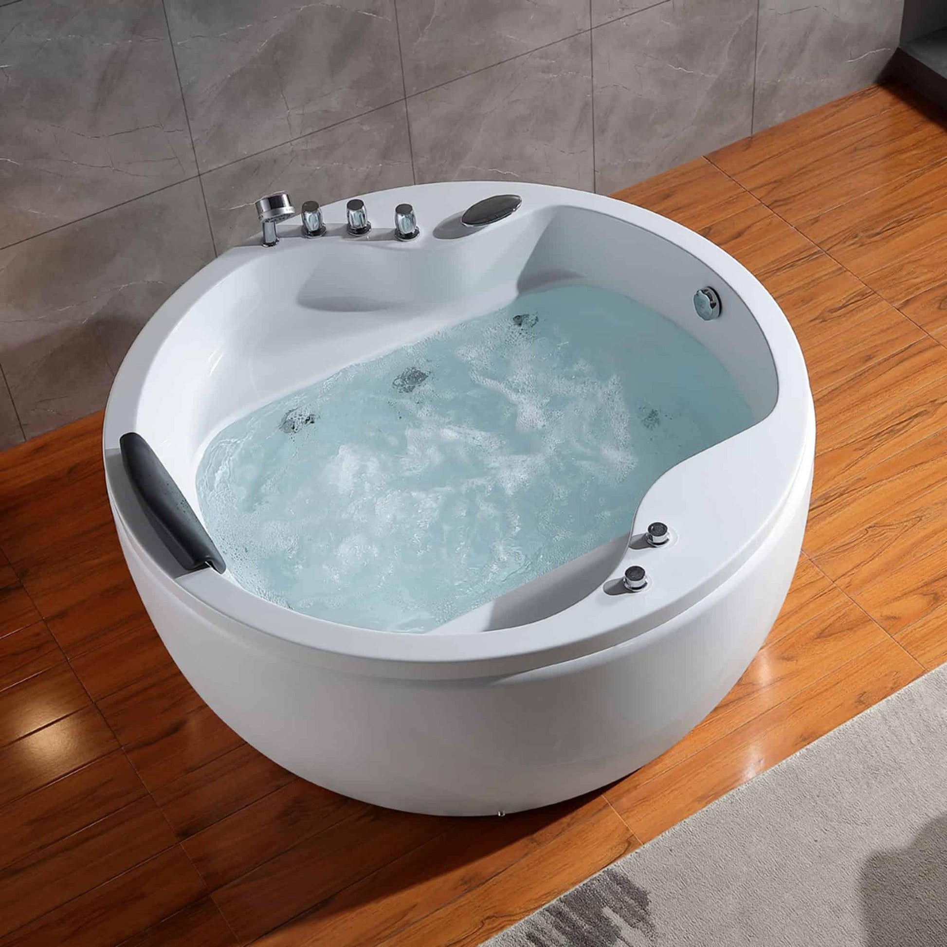 Empava 59" Japanese-Style Freestanding Round Whirlpool Bathtub