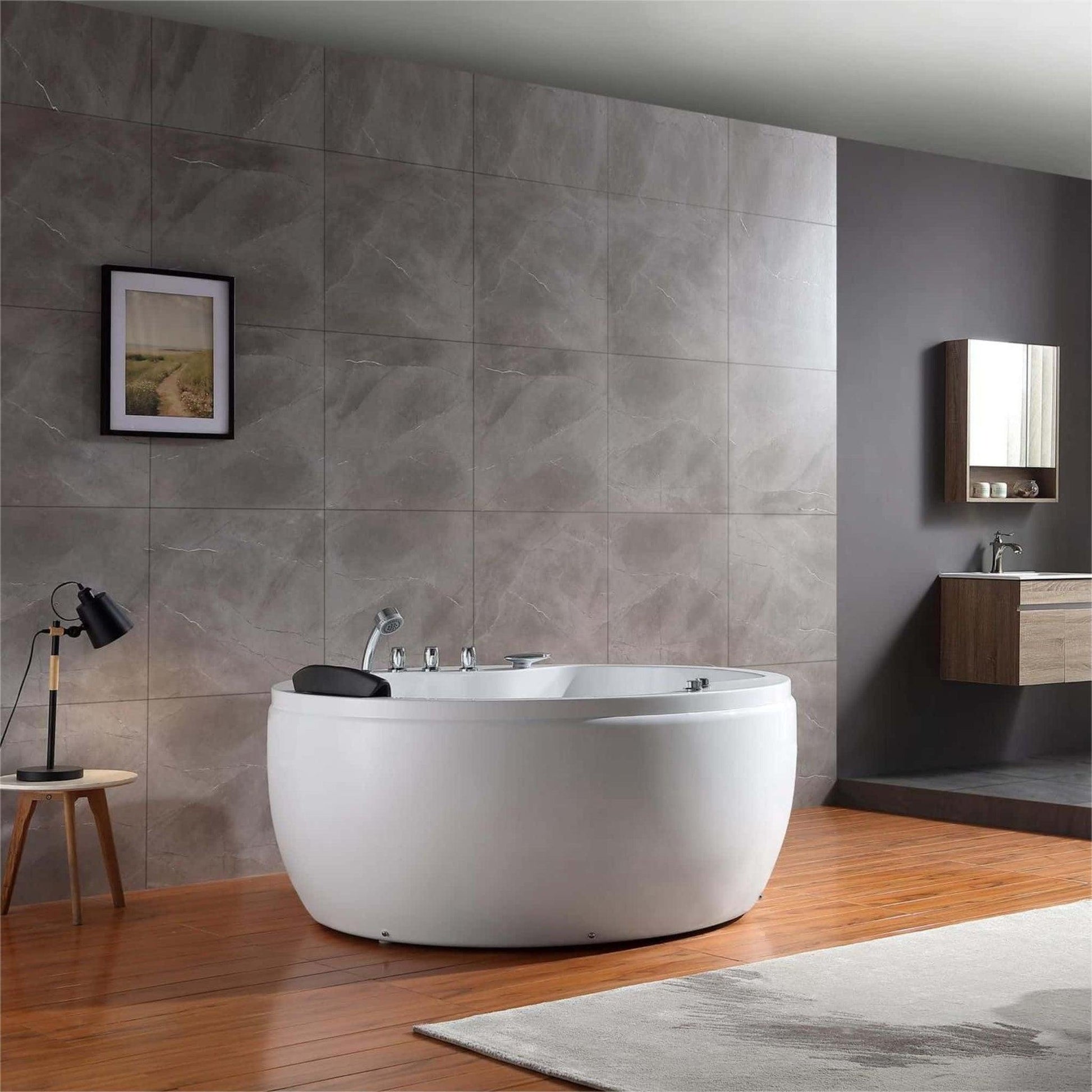 Empava 59" Japanese-Style Freestanding Round Whirlpool Bathtub