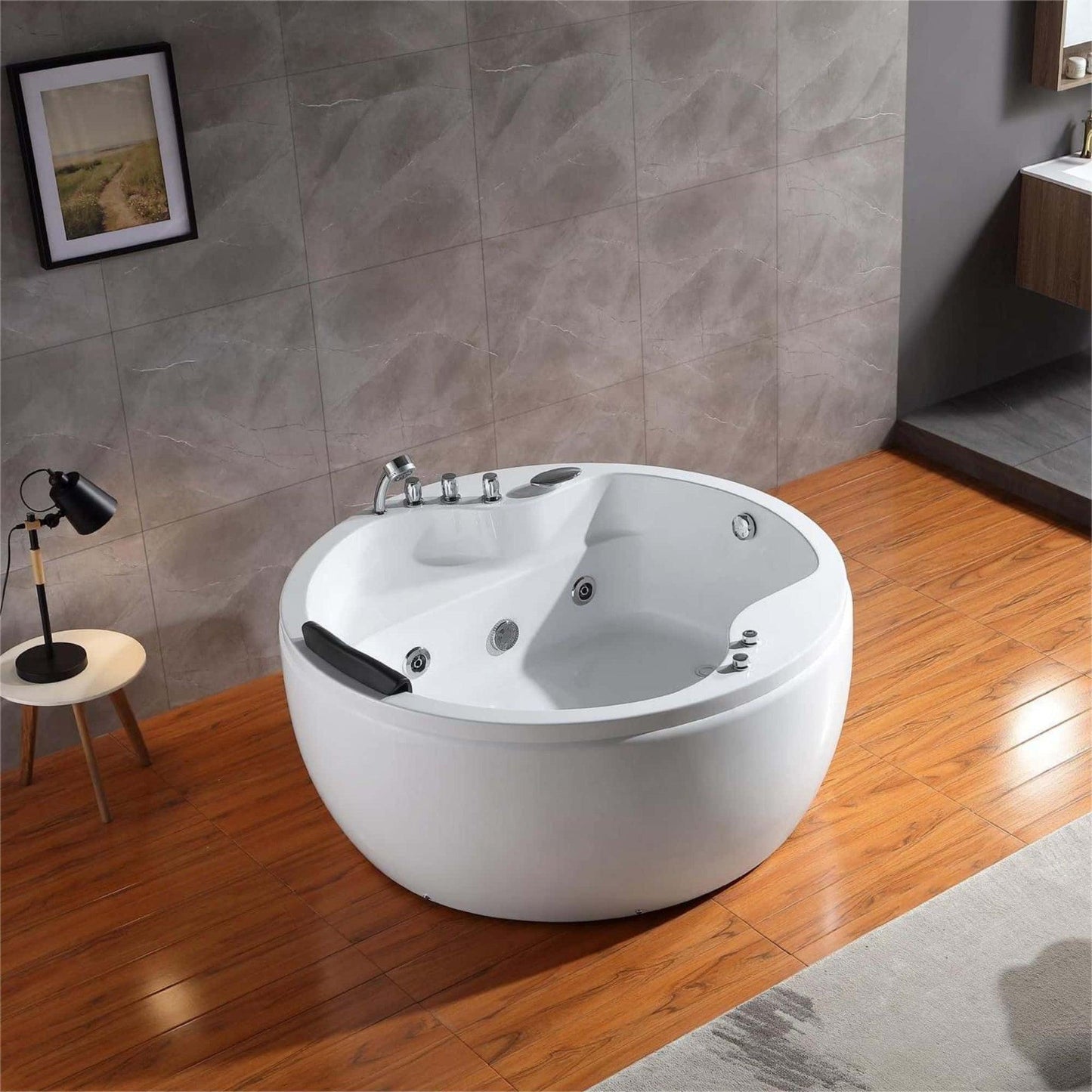 Empava 59" Japanese-Style Freestanding Round Whirlpool Bathtub