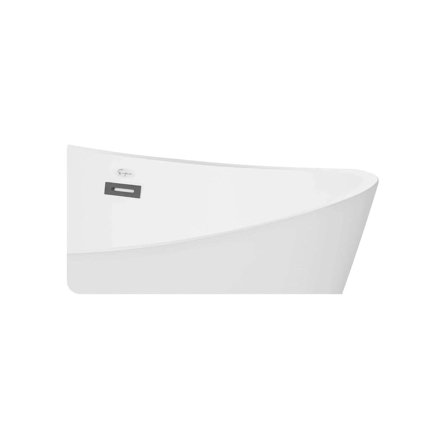 Empava 59" White Freestanding Oval Soaking Bathtub With LED Strip Below With Center Drain