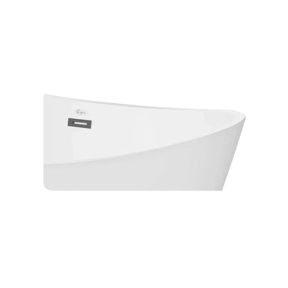 Empava 59" White Freestanding Oval Soaking Bathtub With LED Strip Below With Center Drain