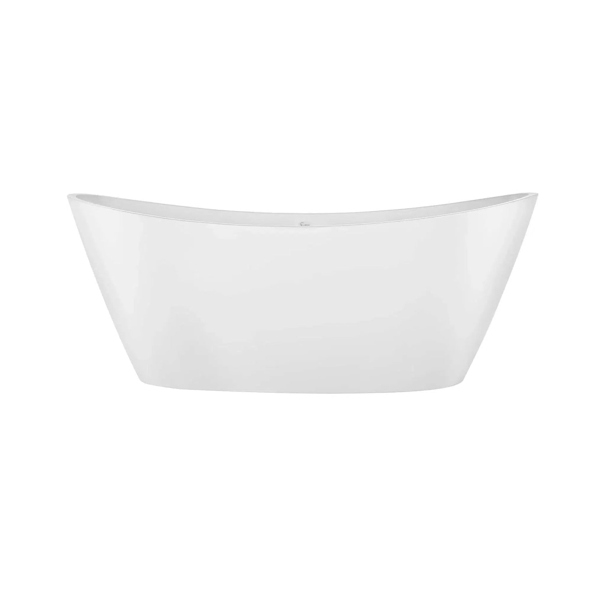 Empava 59" White Freestanding Oval Soaking Bathtub With LED Strip Below With Center Drain