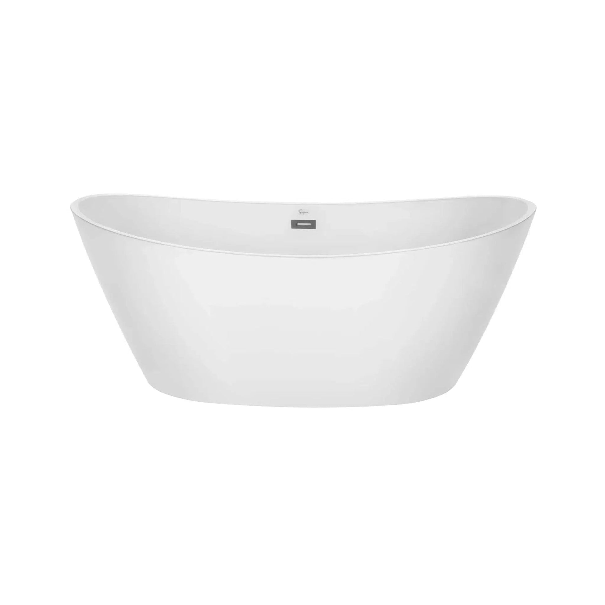 Empava 59" White Freestanding Oval Soaking Bathtub With LED Strip Below With Center Drain