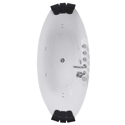 Empava 59" White Freestanding Oval Whirlpool Bathtub With Center Drain