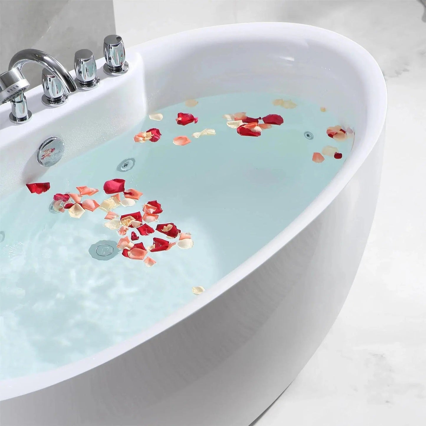 Empava 59" White Freestanding Oval Whirlpool Bathtub With Reversible Drain