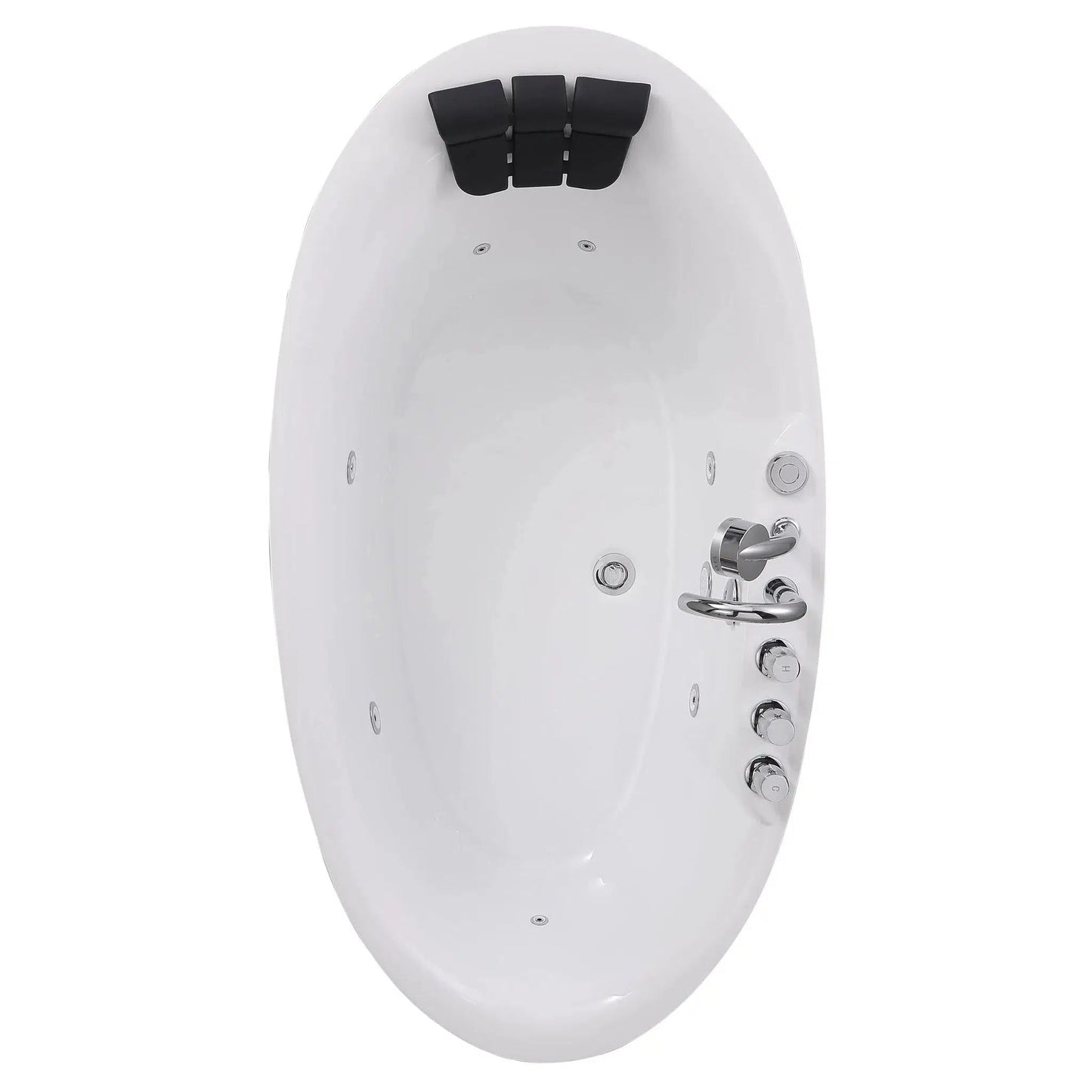 Empava 59" White Freestanding Oval Whirlpool Bathtub With Reversible Drain