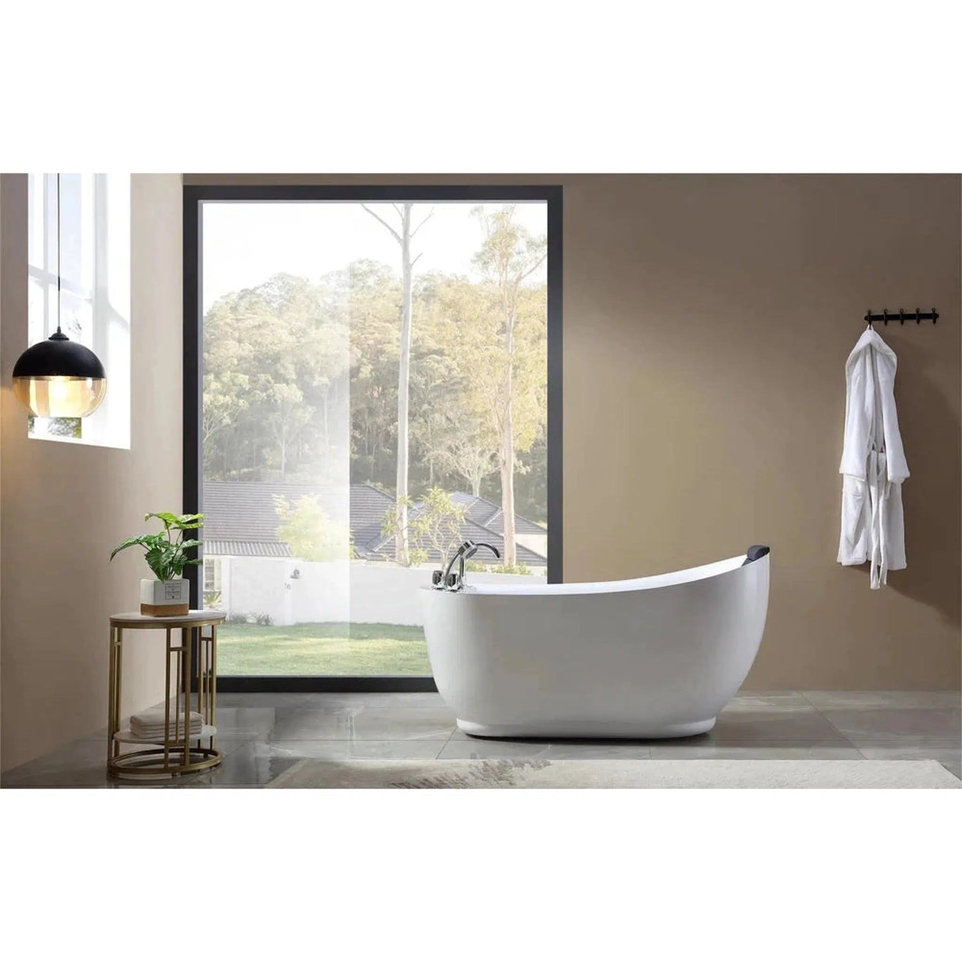 Empava 59" White Freestanding Oval Whirlpool Bathtub With Reversible Drain