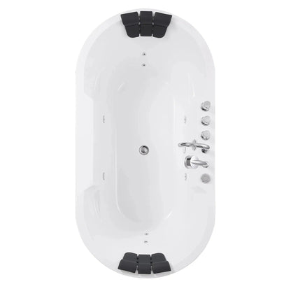 Empava 67" 2-Person White Freestanding Oval Whirlpool Bathtub With Center Drain