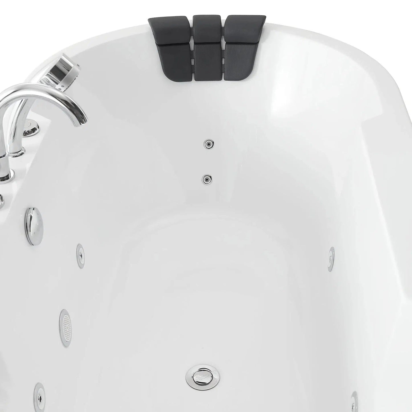 Empava 67" 2-Person White Freestanding Oval Whirlpool Bathtub With Center Drain