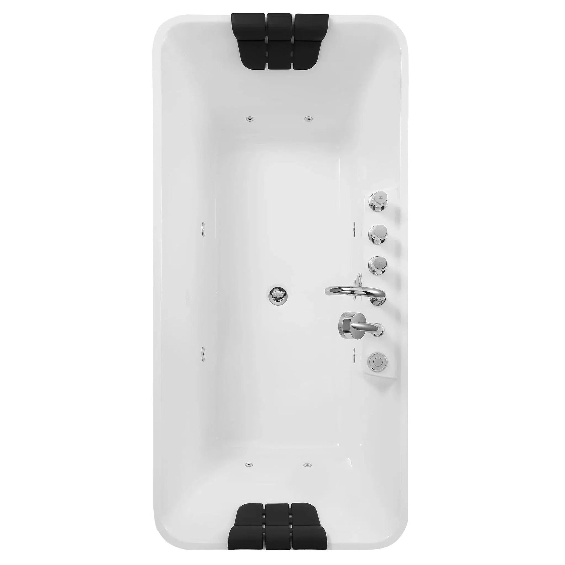 Empava 67" 2-Person White Freestanding Rectangular Whirlpool Bathtub With Center Drain