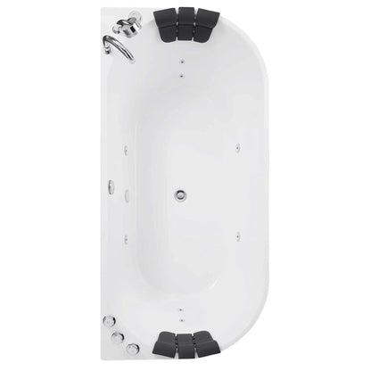 Empava 67" 2-Person White Neo-Angle Whirlpool Bathtub With Center Drain