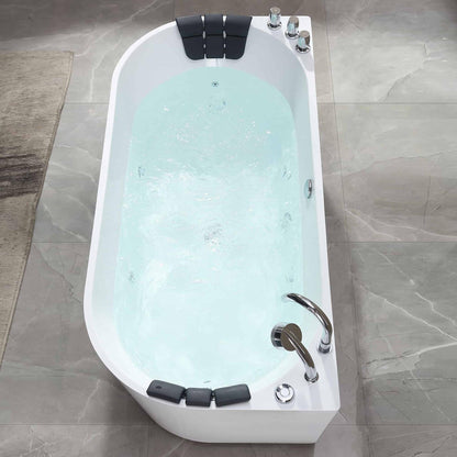 Empava 67" 2-Person White Neo-Angle Whirlpool Bathtub With Center Drain