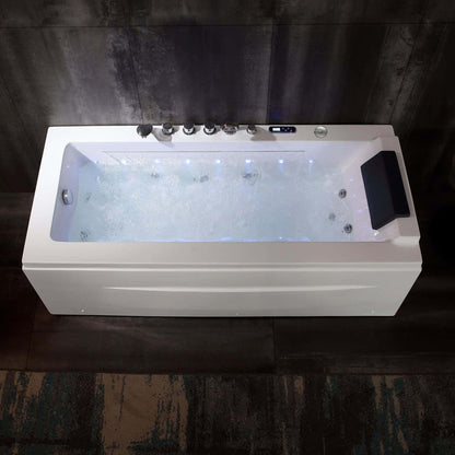 Empava 67" Alcove Rectangular Combination Massage Thermostatic LED Tub With Left Drain