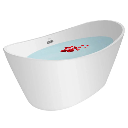 Empava 67" Glossy White Freestanding Oval Soaking Bathtub With Center Drain