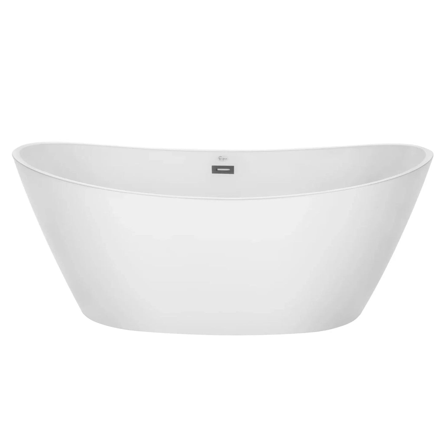 Empava 67" Glossy White Freestanding Oval Soaking Bathtub With Center Drain