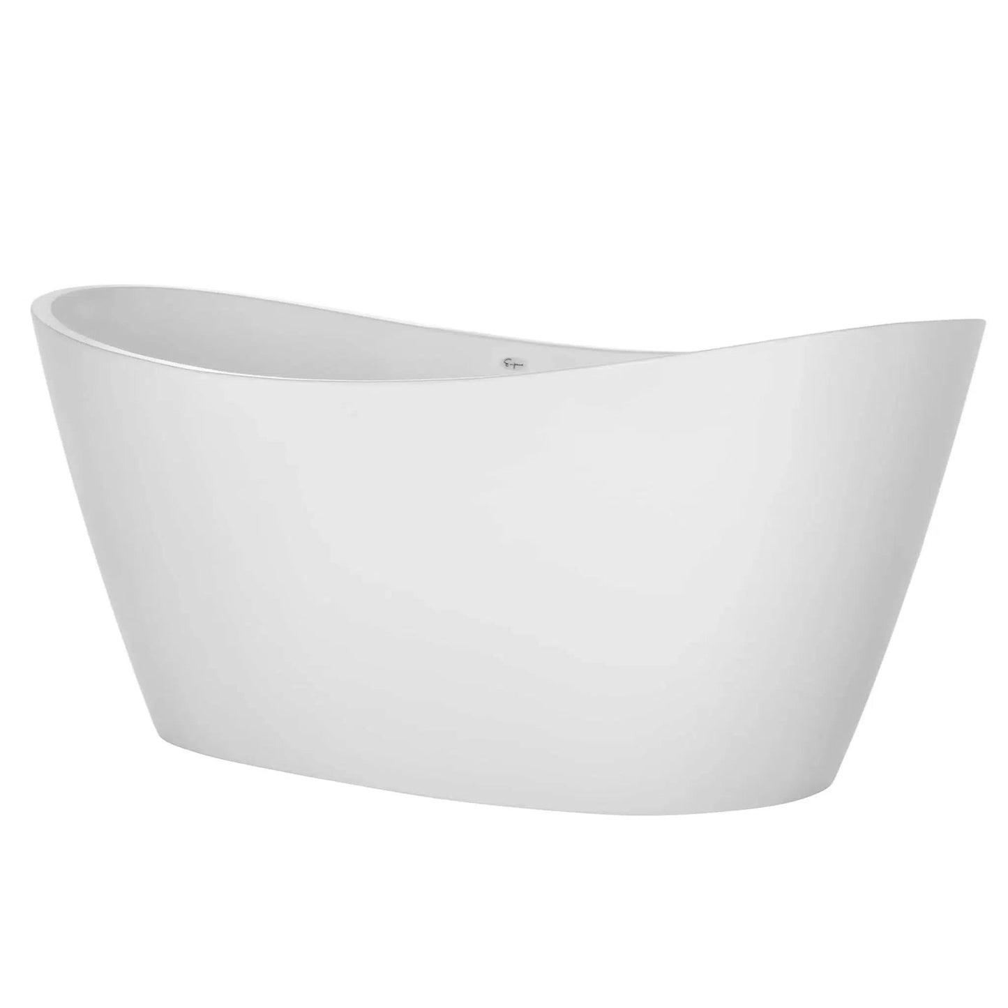 Empava 67" Glossy White Freestanding Oval Soaking Bathtub With Center Drain