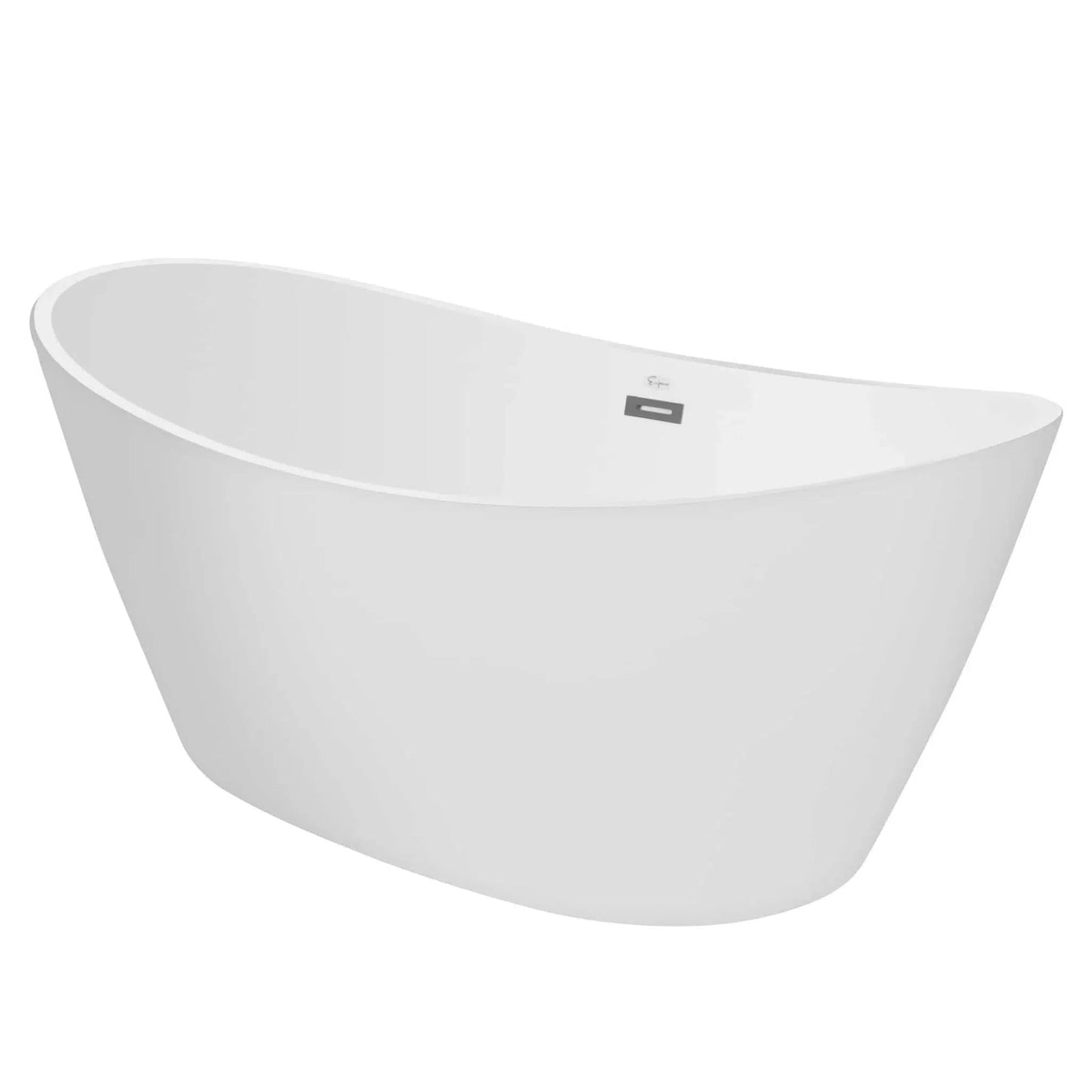 Empava 67" Glossy White Freestanding Oval Soaking Bathtub With Center Drain