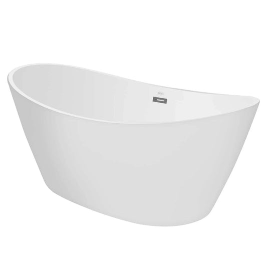 Empava 67" Glossy White Freestanding Oval Soaking Bathtub With Center Drain
