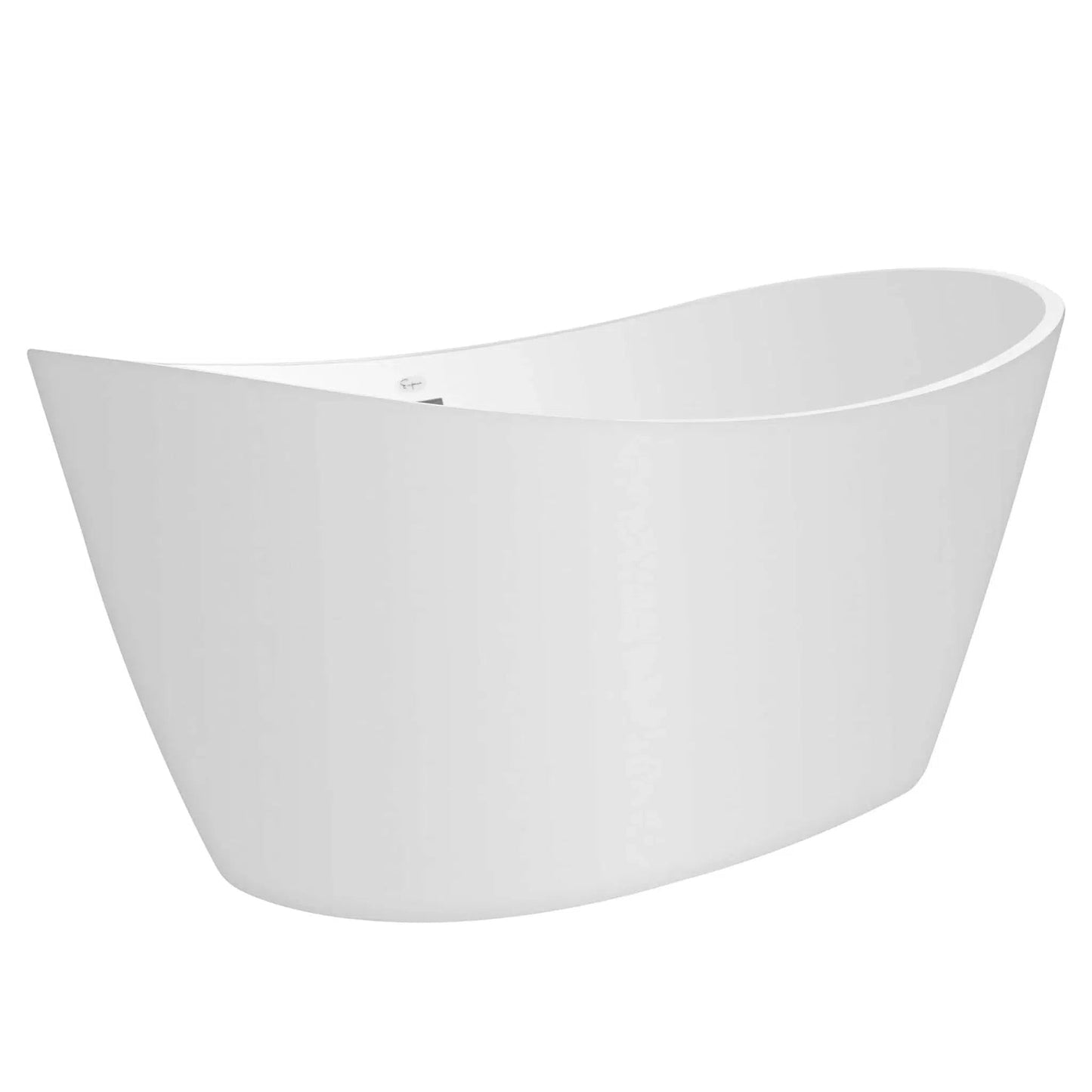 Empava 67" White Freestanding Oval Soaking Bathtub With LED Strip Below With Center Drain