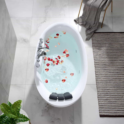 Empava 67" White Freestanding Oval Whirlpool Bathtub With Center Drain