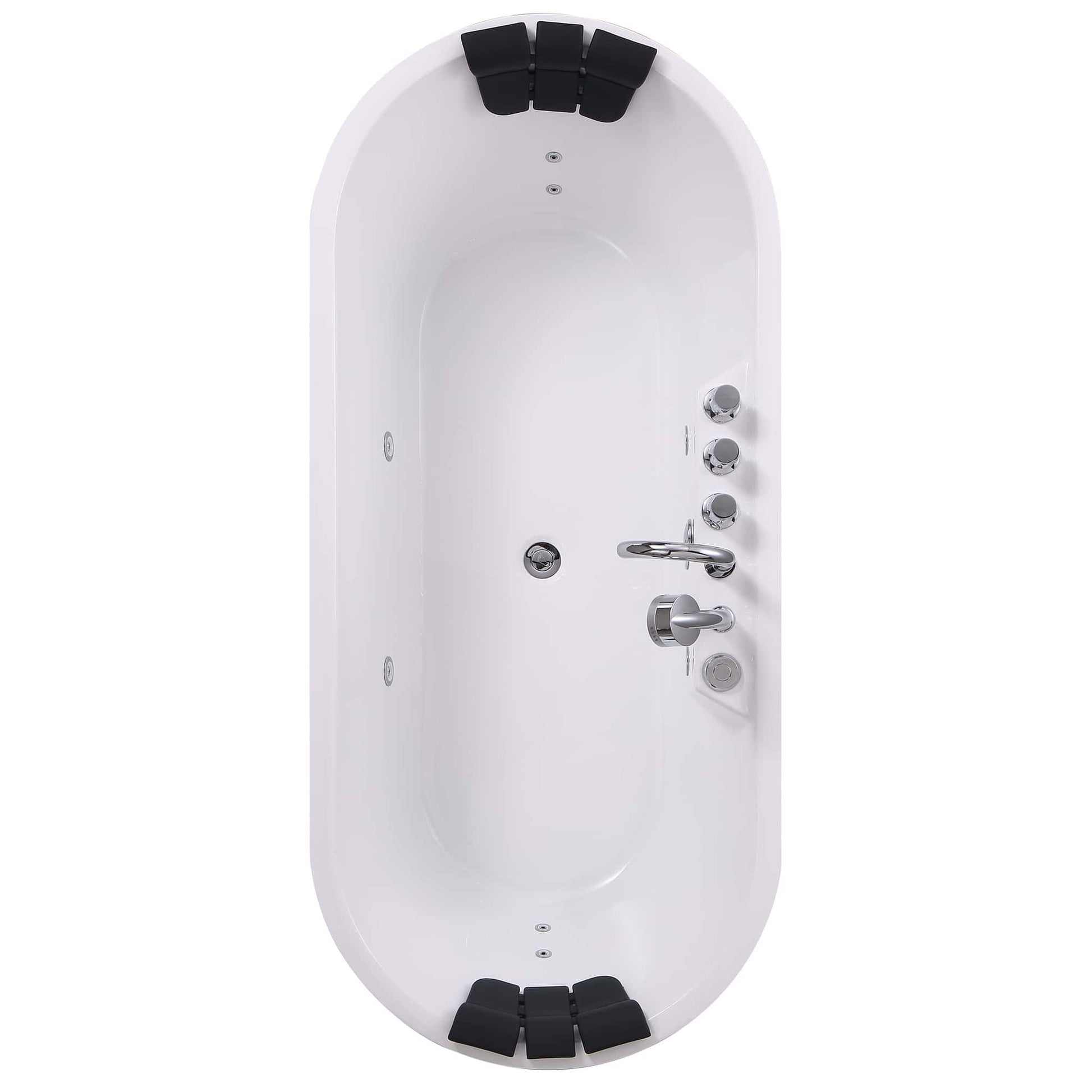 Empava 67" White Freestanding Oval Whirlpool Bathtub With Center Drain