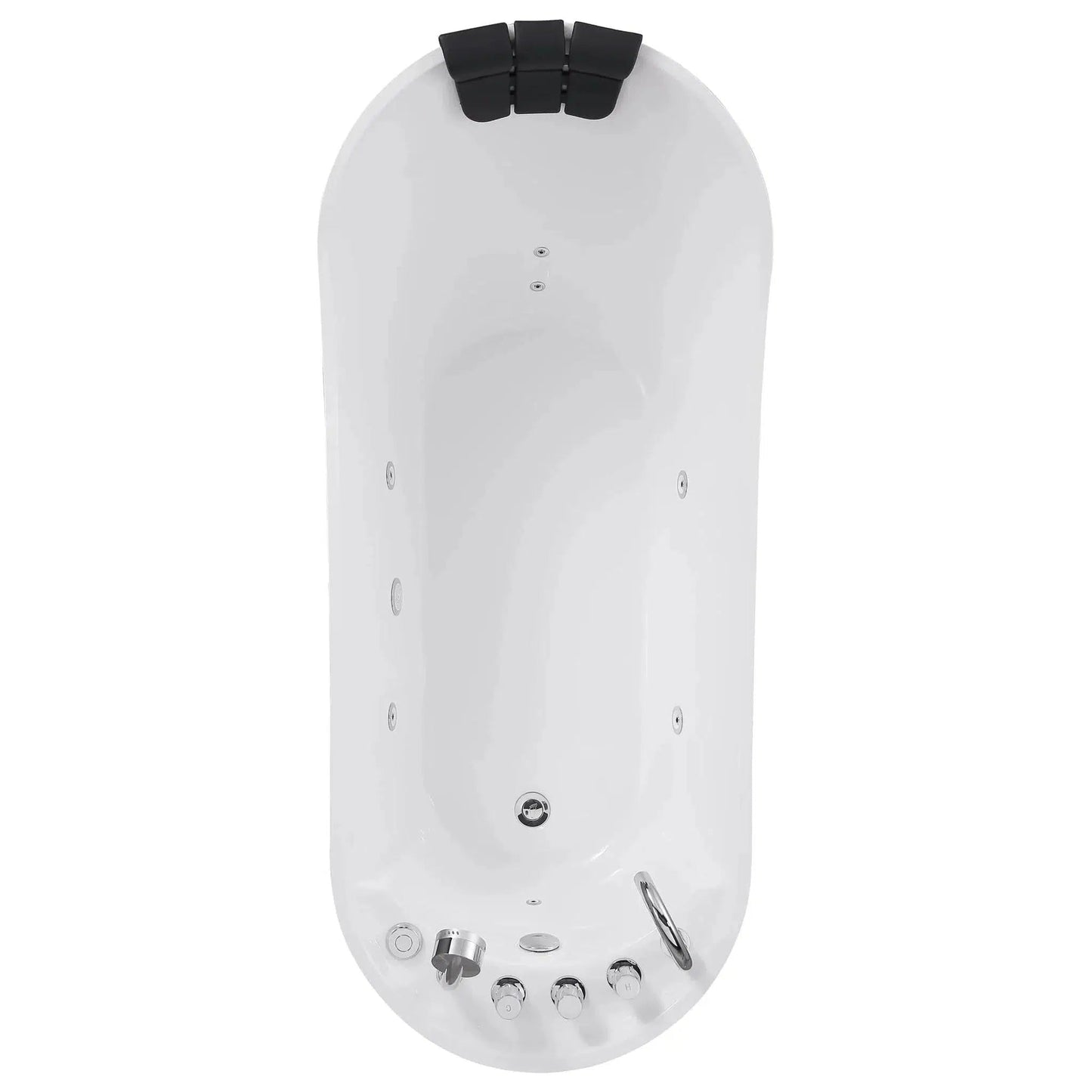 Empava 67" White Freestanding Oval Whirlpool Bathtub With Reversible Drain