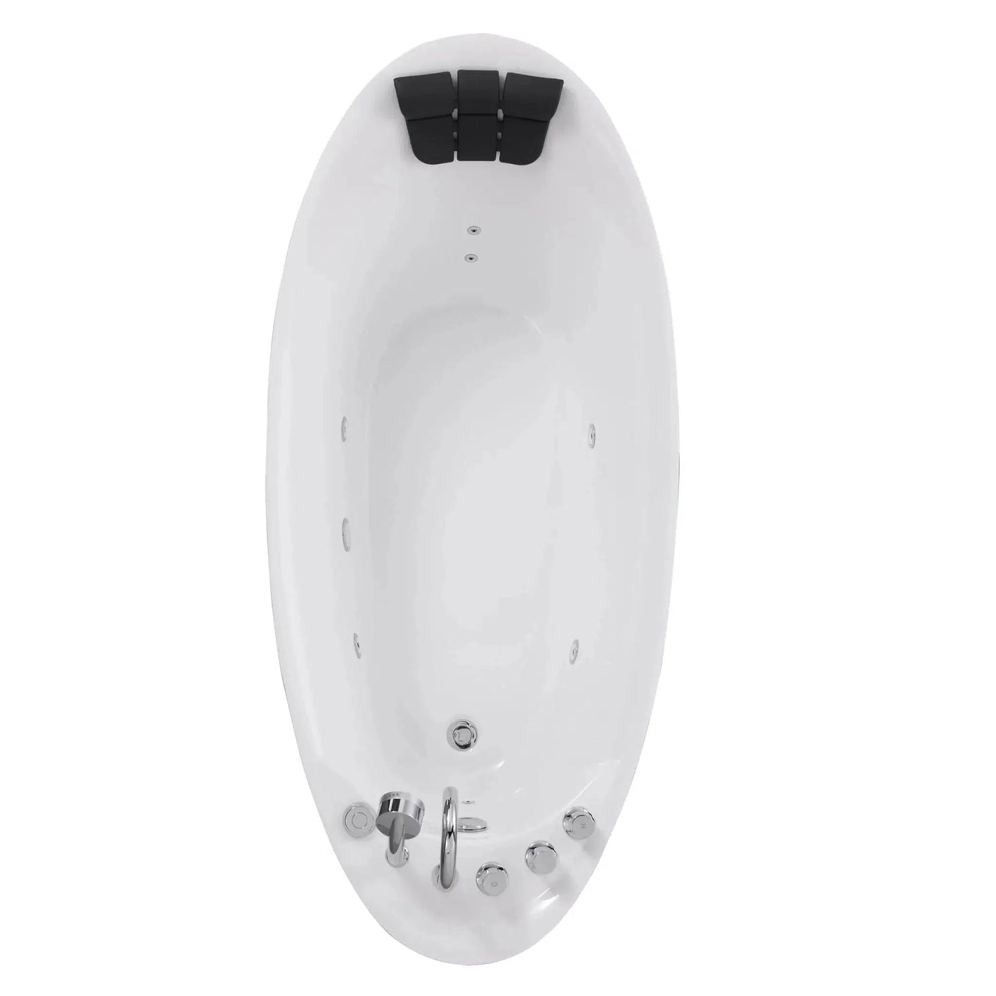 Empava 67" White Freestanding Oval Whirlpool Bathtub With Reversible Drain