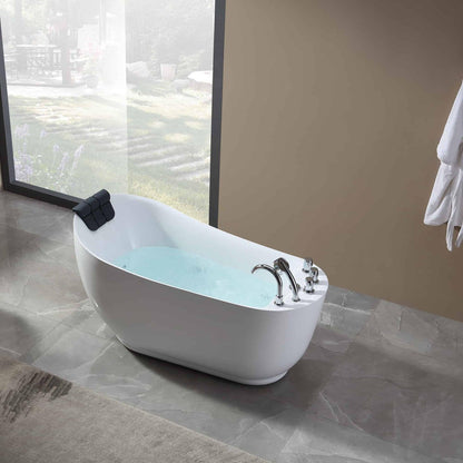 Empava 67" White Freestanding Oval Whirlpool Bathtub With Reversible Drain