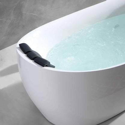 Empava 67" White Freestanding Oval Whirlpool Bathtub With Reversible Drain