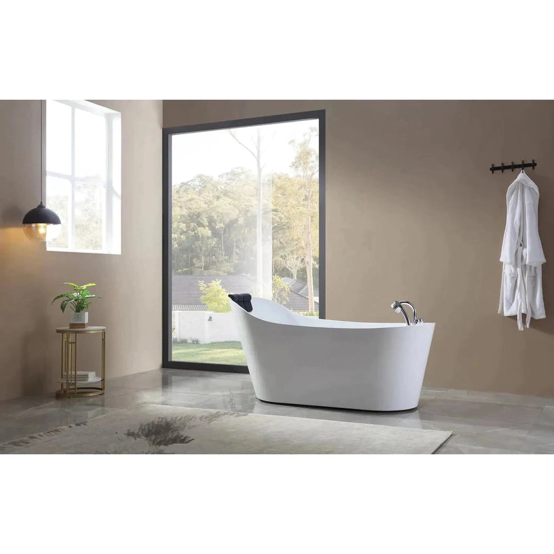 Empava 67" White Freestanding Oval Whirlpool Bathtub With Reversible Drain