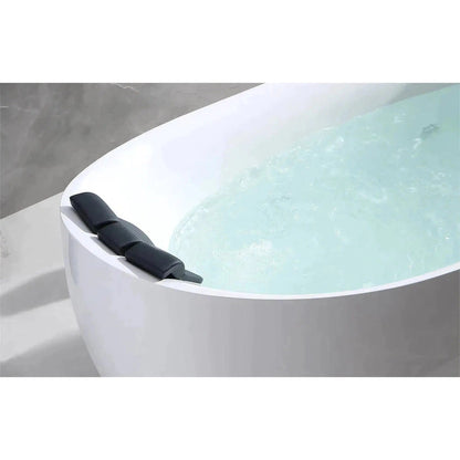 Empava 67" White Freestanding Oval Whirlpool Bathtub With Reversible Drain