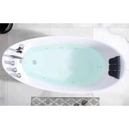 Empava 67" White Freestanding Oval Whirlpool Bathtub With Reversible Drain