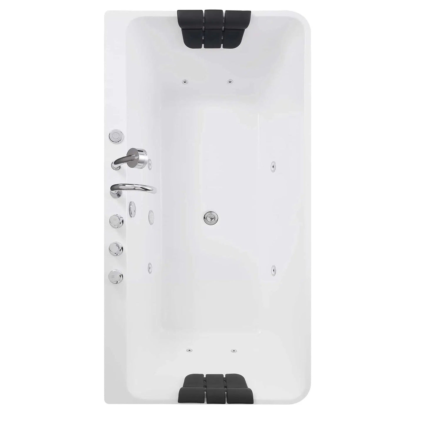 Empava 67" White Freestanding Rectangular Whirlpool Bathtub With Center Drain