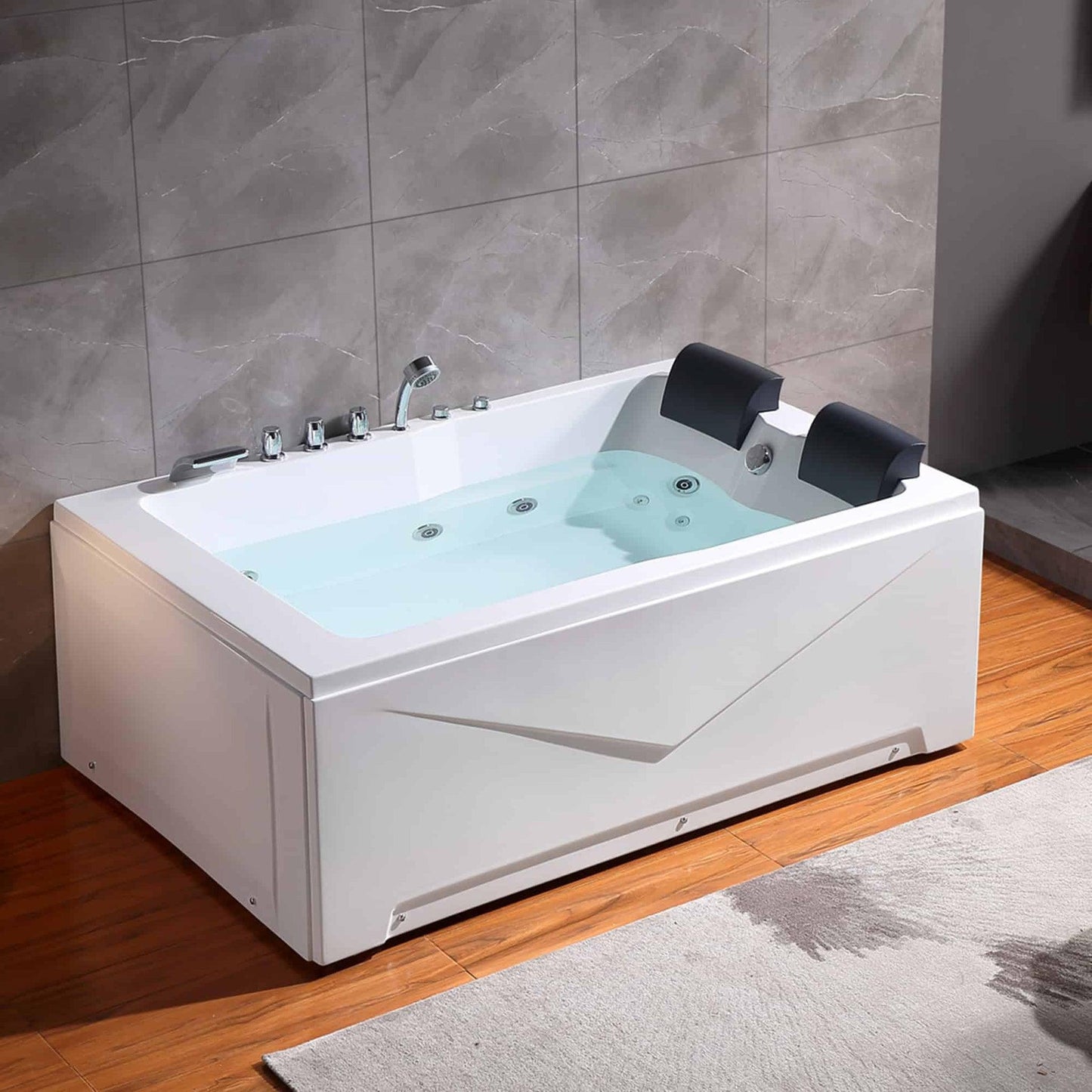 Empava 71" Alcove Rectangular Luxury 2-Person Hydromassage Bathtub