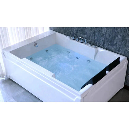 Empava 72" Alcove Rectangular Luxury 2-Person Hydromassage Bathtub With LED All-Illumination System