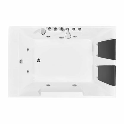 Empava 72" Alcove Rectangular Luxury 2-Person Hydromassage Bathtub With LED All-Illumination System