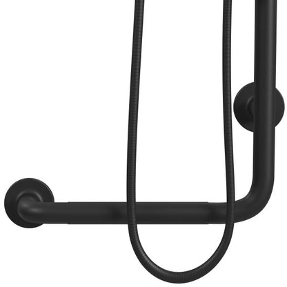 PULSE ShowerSpas Ergo Right Installation Matte Black Slide Bar and Grab Bar With Multi-Function Handshower