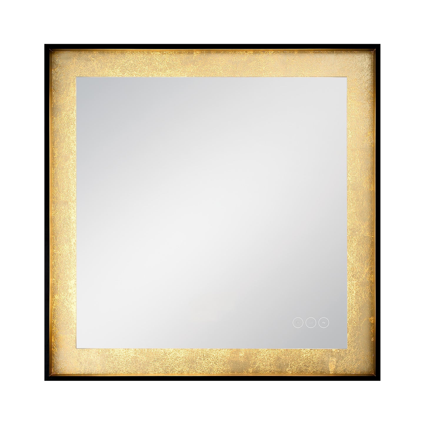 Eurofase Lighting Anya 32" Integrated LED Edge-Lit Anodized Black Gold Foil Square Mirror
