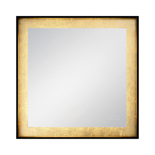 Eurofase Lighting Anya 32" Integrated LED Edge-Lit Anodized Black Gold Foil Square Mirror