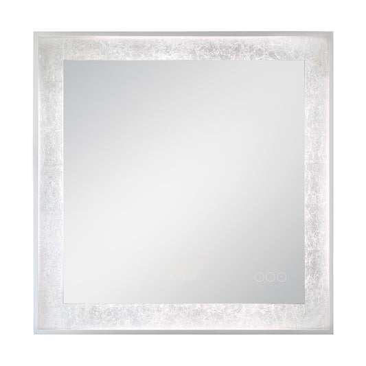 Eurofase Lighting Anya 32" Integrated LED Edge-Lit Anodized Silver Foil Square Mirror