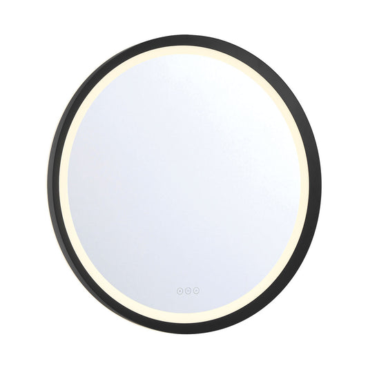 Eurofase Lighting Artell 32" 1-Light Integrated LED Brushed Black Aluminum Frame Round Dimmable Mirror