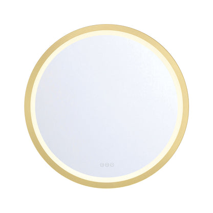 Eurofase Lighting Artell 32" 1-Light Integrated LED Brushed Gold Aluminum Frame Round Dimmable Mirror
