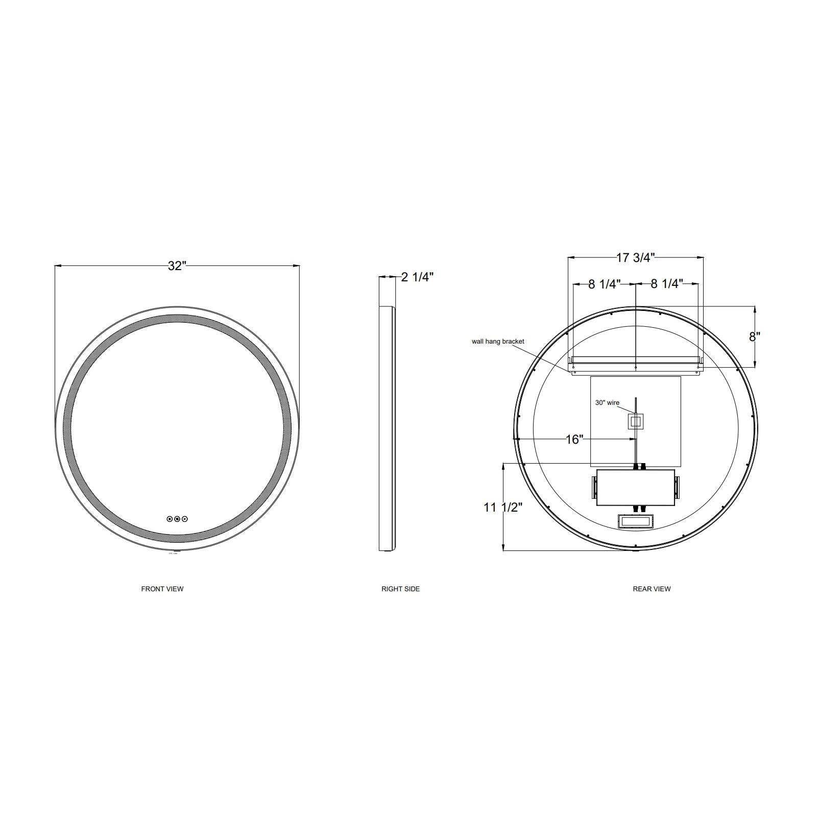 Eurofase Lighting Artell 32" 1-Light Integrated LED Brushed Black Aluminum Frame Round Dimmable Mirror