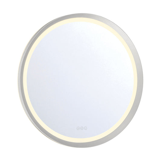 Eurofase Lighting Artell 32" 1-Light Integrated LED Brushed Silver Aluminum Frame Round Dimmable Mirror