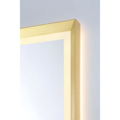Eurofase Lighting Artell 36" 1-Light Integrated LED Brushed Gold Aluminum Frame Rectangle Dimmable Mirror