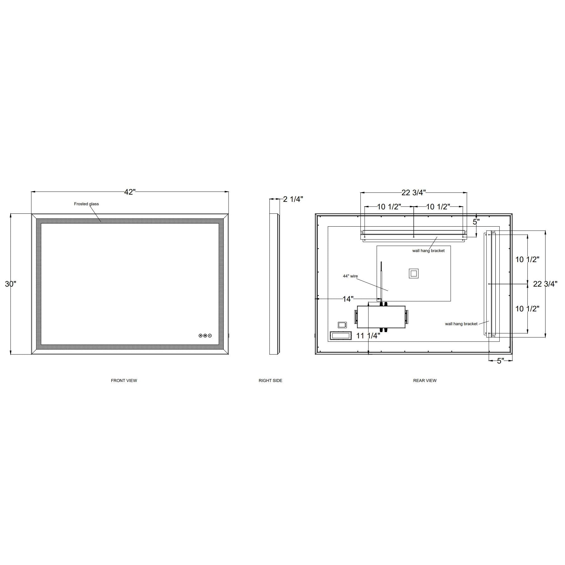 Eurofase Lighting Artell 42" 1-Light Integrated LED Brushed Black Aluminum Frame Rectangle Dimmable Mirror