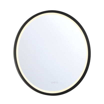Eurofase Lighting Artell 42" 1-Light Integrated LED Brushed Black Aluminum Frame Round Dimmable Mirror